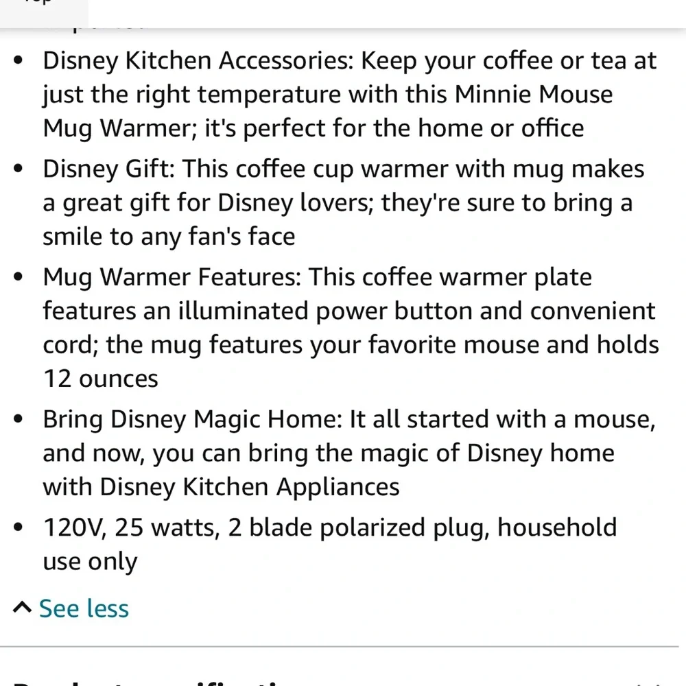 Disney Classic Minnie Mouse Set Electric Coffee‎ Mug Warmer & Ceramic Coffee Mug